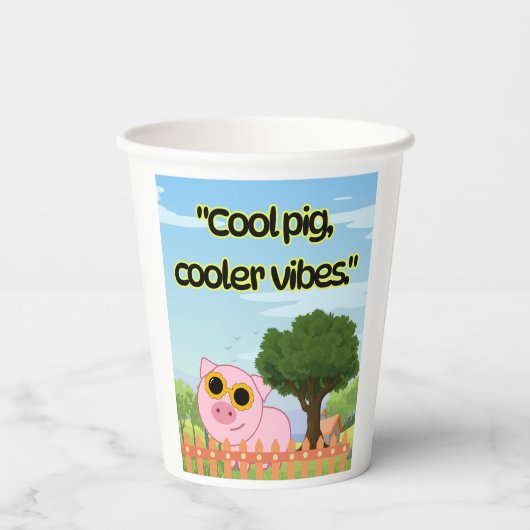 Cool Pig Cooler Vibes Cute Graphic Collection 紙コップ (裏面)