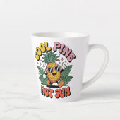 Cool Pine Hot Sun Retro Pineapple Summer Vibes カフェラテマグ (右)