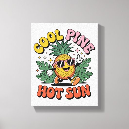 Cool Pine Hot Sun Retro Pineapple Summer Vibes キャンバスプリント (正面)