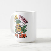 Cool Pine Hot Sun Retro Pineapple Summer Vibes コーヒーマグカップ (正面左)