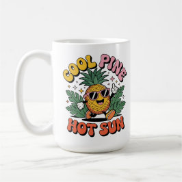 Cool Pine Hot Sun Retro Pineapple Summer Vibes コーヒーマグカップ