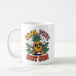 Cool Pine Hot Sun Retro Pineapple Summer Vibes コーヒーマグカップ