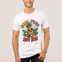 Cool Pine Hot Sun Retro Pineapple Summer Vibes トライブレンドＴシャツ