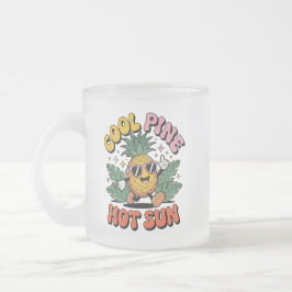 Cool Pine Hot Sun Retro Pineapple Summer Vibes フロストグラスマグカップ