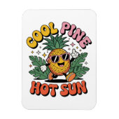 Cool Pine Hot Sun Retro Pineapple Summer Vibes マグネット (縦)