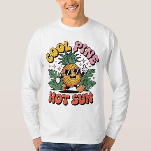 Cool Pine Hot Sun Retro Pineapple Summer Vibes Tシャツ (正面)