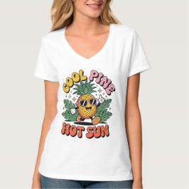 Cool Pine Hot Sun Retro Pineapple Summer Vibes Tシャツ