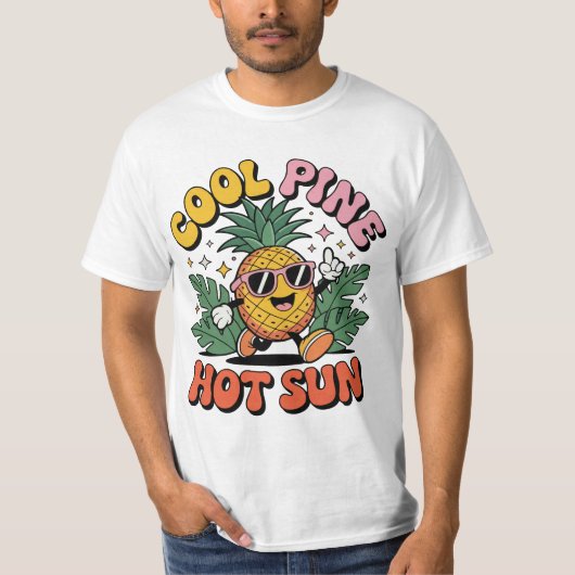 Cool Pine Hot Sun Retro Pineapple Summer Vibes Tシャツ (正面)