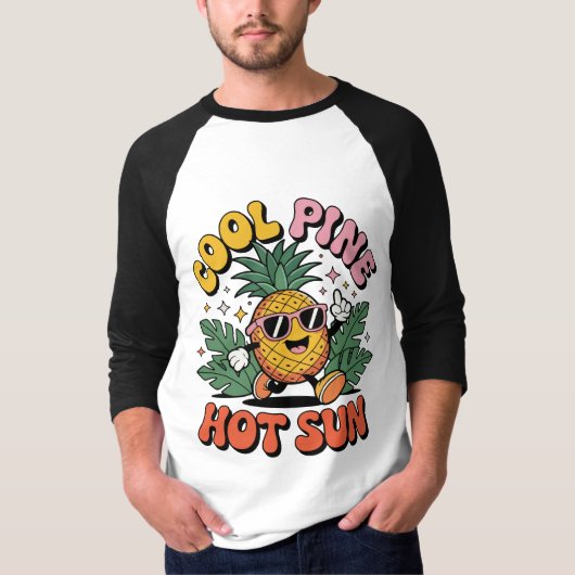 Cool Pine Hot Sun Retro Pineapple Summer Vibes Tシャツ (正面)