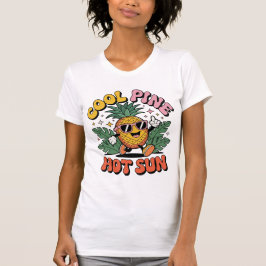 Cool Pine Hot Sun Retro Pineapple Summer Vibes Tシャツ