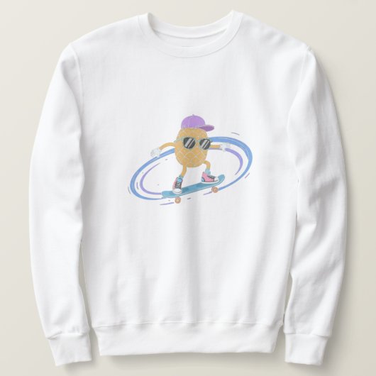 Cool Pineapple Skater – Funny Tropical Skateboard スウェットシャツ (デザイン正面)