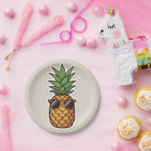 Cool Pineapple with Sunglasses ペーパープレート (パーティー)