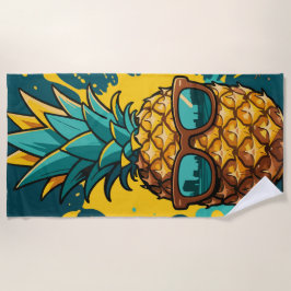 Cool Pineapple with Sunglasses – Summer Vibes ビーチタオル