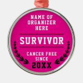 Cool Pink Medal Cancer Survivor Awareness Medal メタルオーナメント (正面)