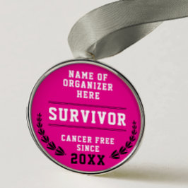 Cool Pink Medal Cancer Survivor Awareness Medal メタルオーナメント