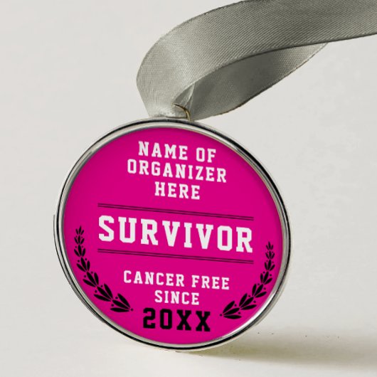 Cool Pink Medal Cancer Survivor Awareness Medal メタルオーナメント