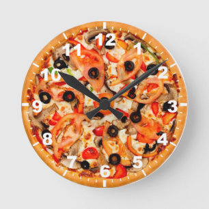 Cool pizza texture wall clock ラウンド壁時計