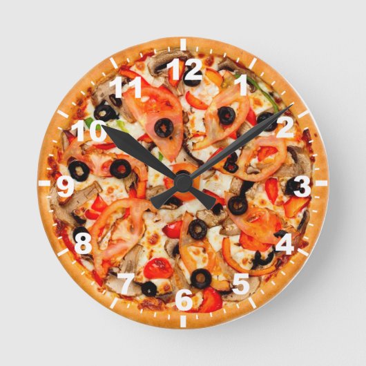 Cool pizza texture wall clock ラウンド壁時計 (正面)