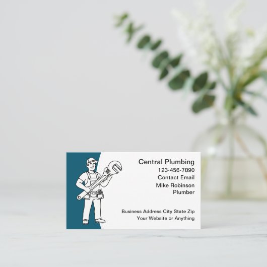 Cool Plumbing Service Plumber Business Cards 名刺 (スタンド正面)