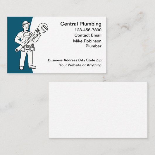 Cool Plumbing Service Plumber Business Cards 名刺 (正面/裏面)
