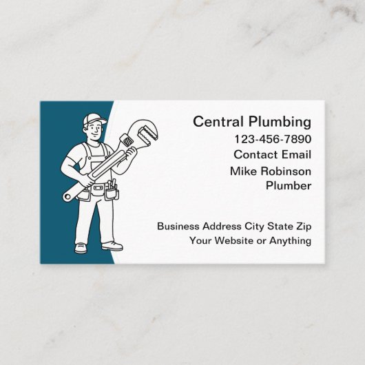 Cool Plumbing Service Plumber Business Cards 名刺 (正面)
