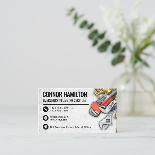 Cool Plumbing Tools Illustration 名刺 (スタンド正面)