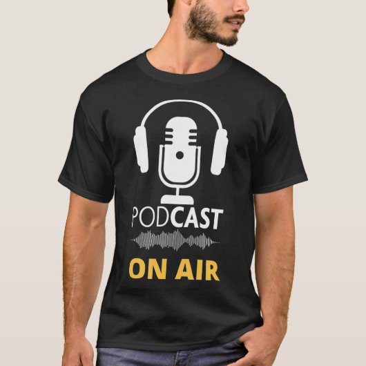 Cool Podcasting Podcaster Recording Microphone Ear Tシャツ (正面)