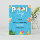 Cool Pool Party | Swimming Birthday 招待状 (スタンド正面)