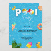 Cool Pool Party | Swimming Birthday 招待状 (正面/裏面)