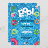 Cool Pool Party | Swimming Birthday  招待状 (正面/裏面)