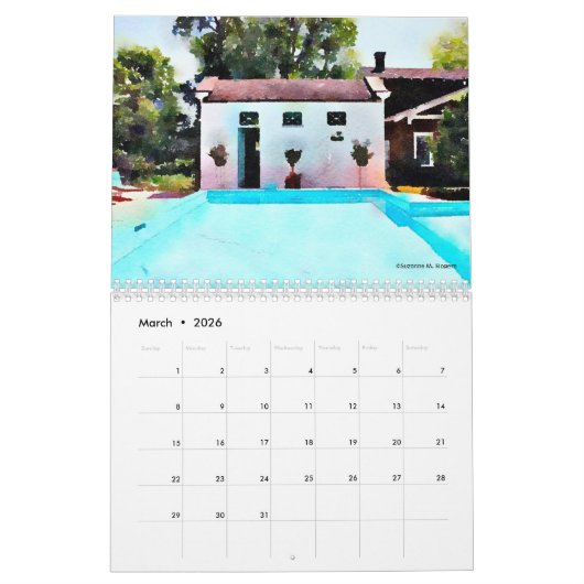 Cool Pools - 2026 Twelve Month Art Calendar カレンダー (3月 2026)