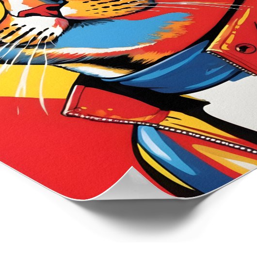 Cool Pop Art Cat in Sunglasses ポスター (角)