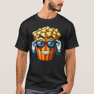Cool Popcorn Cartoon Sunglasses Cinema retro Tシャツ