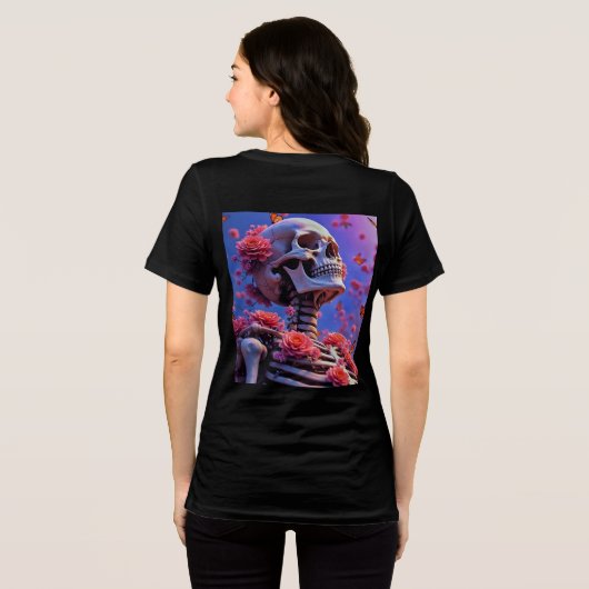Cool Psychedelic Skeleton Neon Cyberpunk Aesthetic トライブレンドTシャツ (裏面全面)