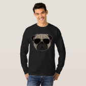Cool Pug  Hipster Pug with sunglasses Tシャツ (正面フル)