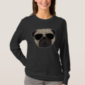 Cool Pug Hipster Pug with sunglasses Tシャツ (正面)
