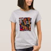 Cool Punk Danger Be Fire Woman and Dog Collage Tシャツ (正面)