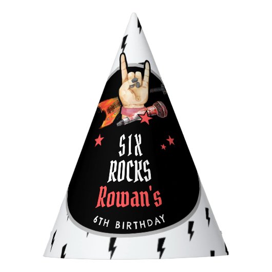 Cool Punk Rockstar Any Age Birthday パーティーハット (正面)