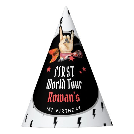 Cool Punk Rockstar First Birthday パーティーハット (正面)