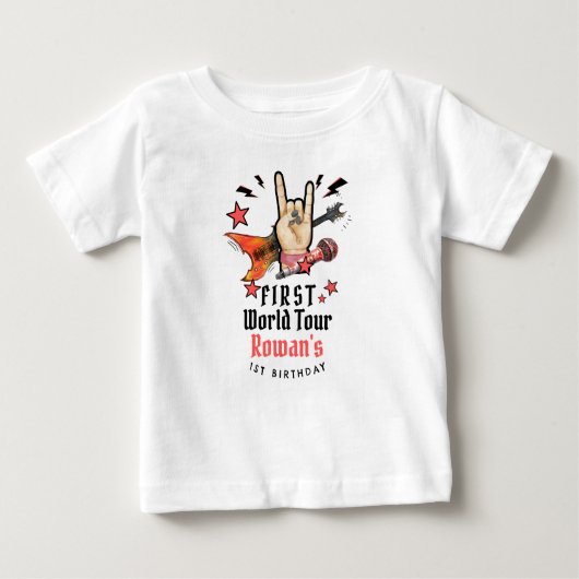 Cool Punk Rockstar First Birthday  ベビーTシャツ (正面)