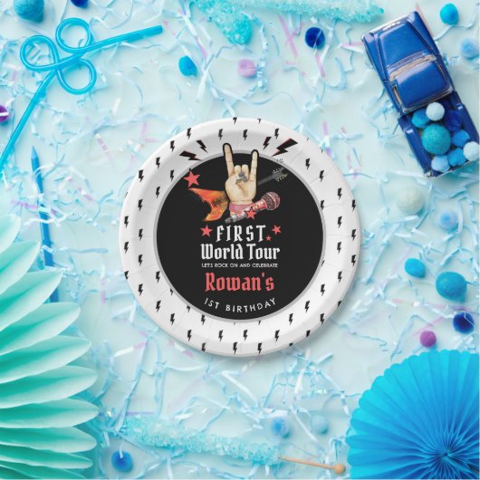 Cool Punk Rockstar First Birthday ペーパープレート (パーティー)