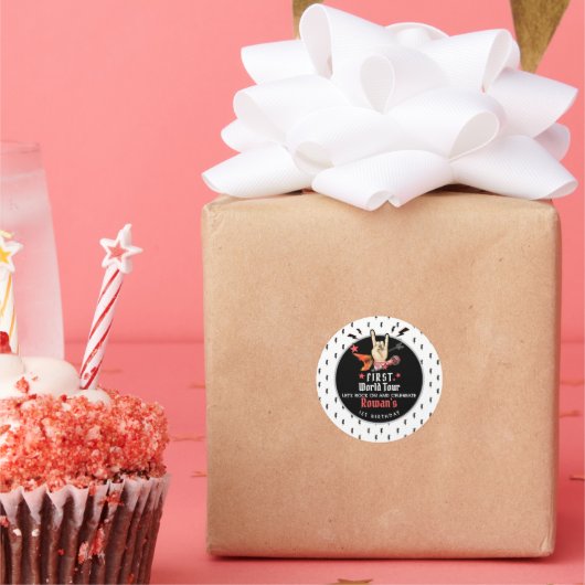 Cool Punk Rockstar First Birthday ラウンドシール (パーティー)