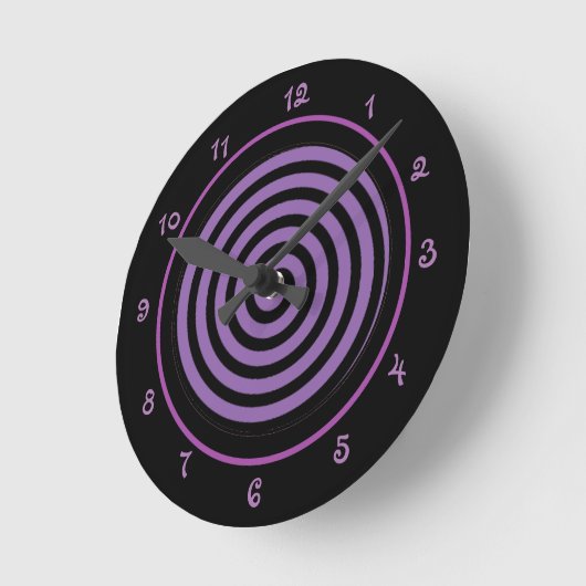 Cool Purple Spiral Vortex ラウンド壁時計 (傾斜)