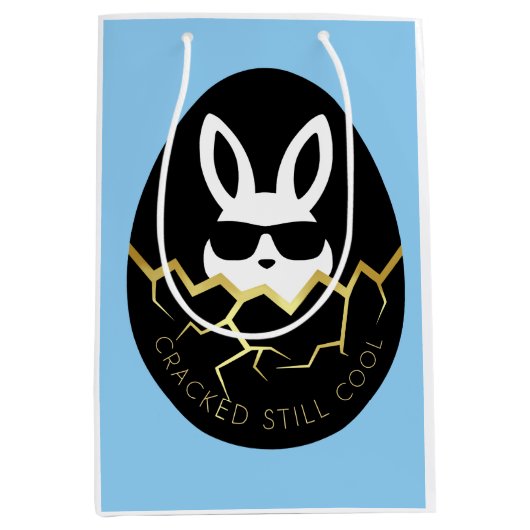 Cool Rabbit Sunglasses Funny Bunny Quote “Cracked  ミディアムペーパーバッグ (正面)
