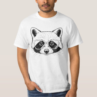Cool Raccoon with Glasses Tシャツ