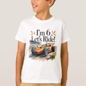 Cool Race Car Birthday Design for 6 Year Old Boys Tシャツ (正面)