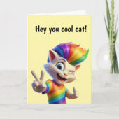 Cool Rainbow Cat Birthday カード (正面)