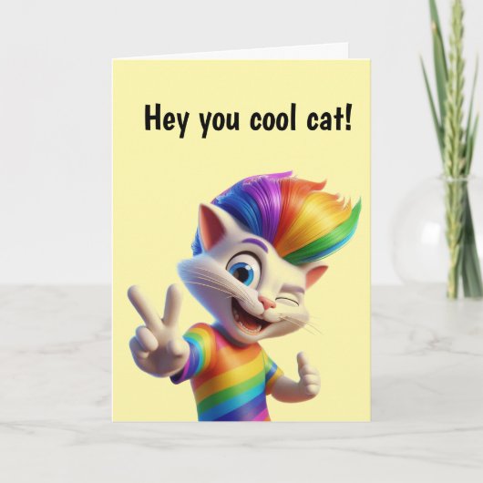 Cool Rainbow Cat Birthday カード (正面)