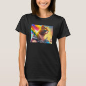 Cool Rainbow Cat LGBT Sunglasses Bisexual Funny Ki Tシャツ (正面)