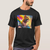 Cool Rainbow Cat LGBT Sunglasses Bisexual Funny Ki Tシャツ (正面)
